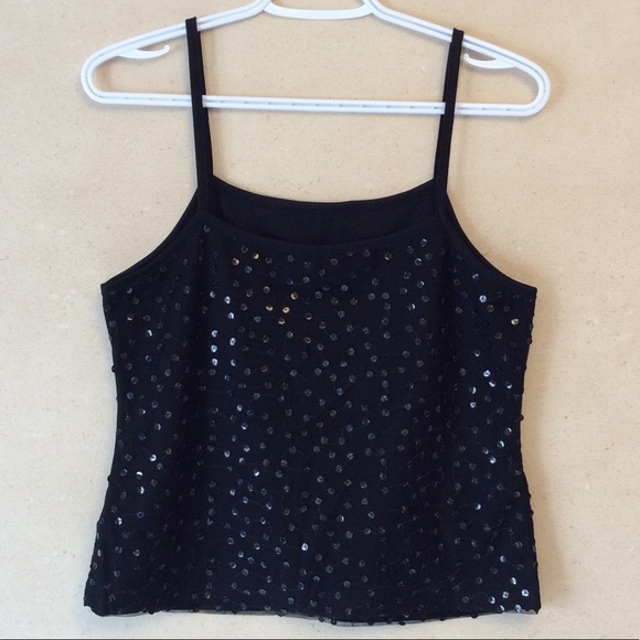 Vintage 90’s black sequinned spaghetti strap top - Picture 1 of 3